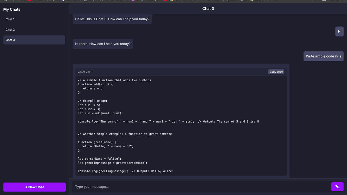 AI Assistant Web App Screenshot